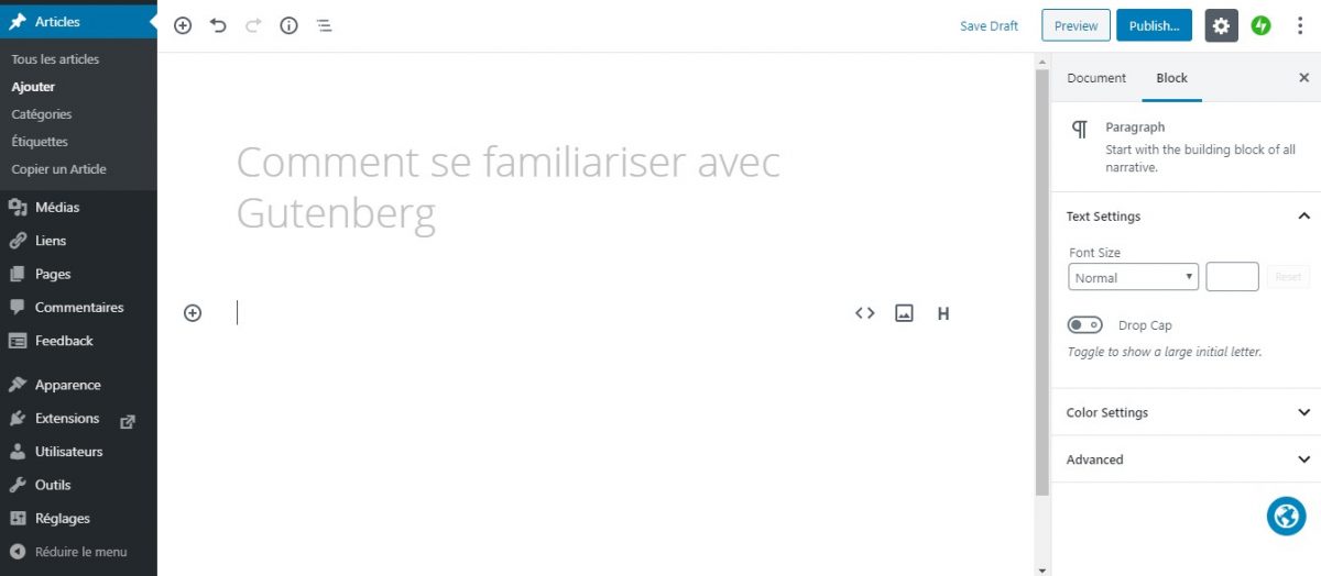 Article : Comment se familiariser avec le nouvel &eacute;diteur (Gutenberg) de WordPress